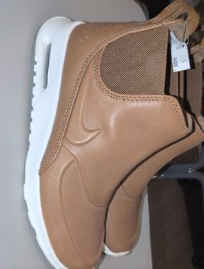 Nike Tan Slip-On Leather Sneaker with White Sole